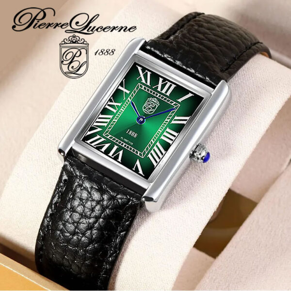 Pierre Lucerne 1888 Swiss Inspired Classic Emerald Burst Mens Tank Watch