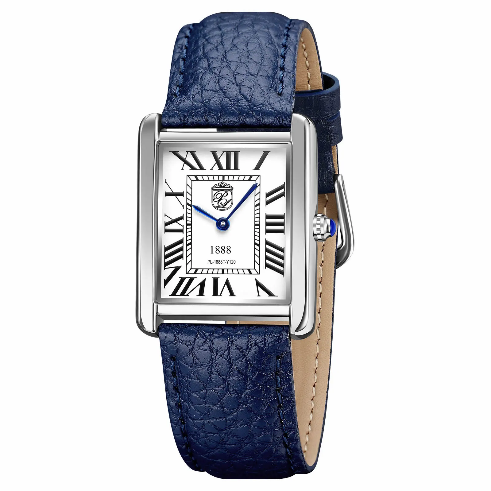 Pierre Lucerne 1888 Swiss Inspired Classic Mens Tank Watch Blue Band - Image 2