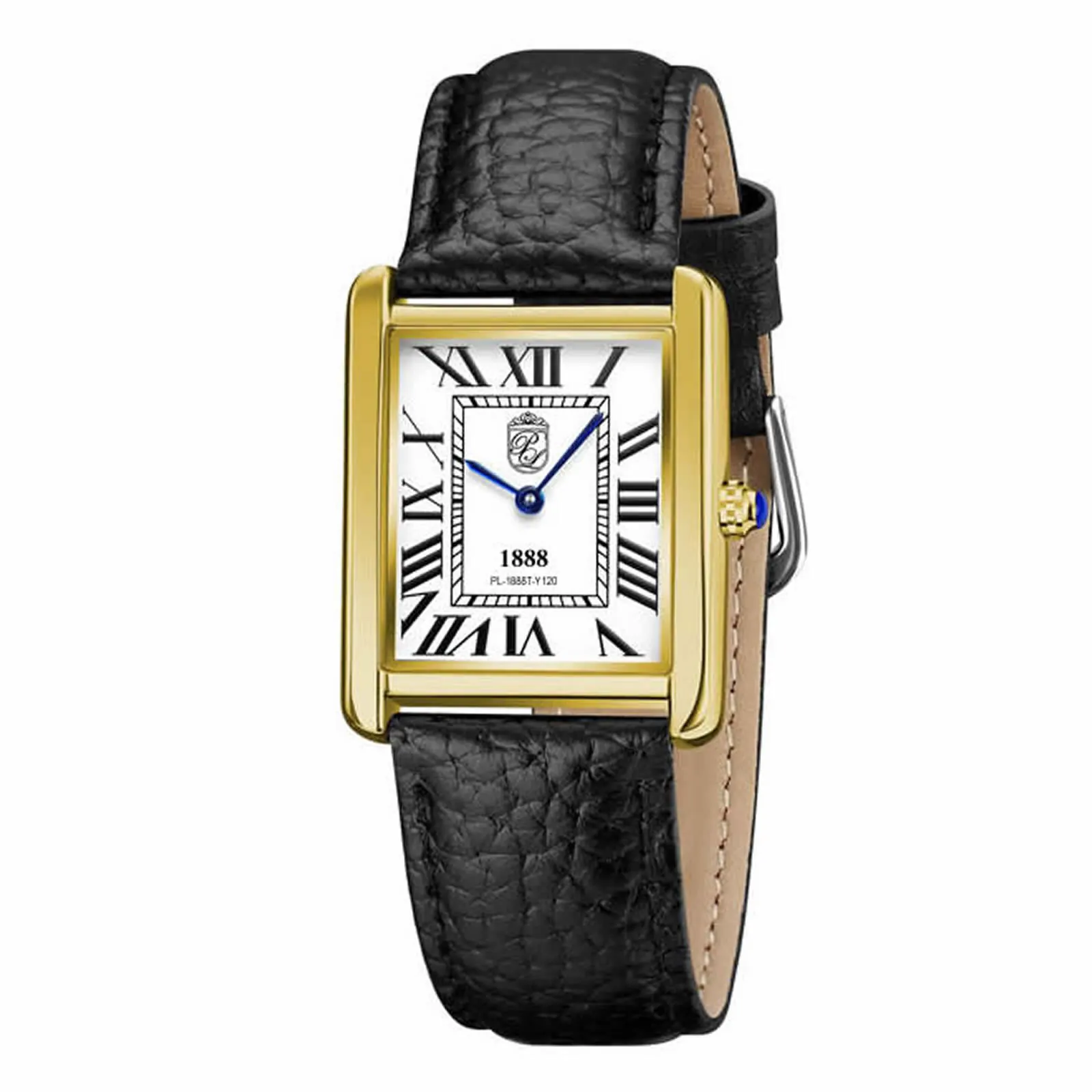 Pierre Lucerne Gold 1888 Art Deco Men's Black Leather Dress Watch - Image 2